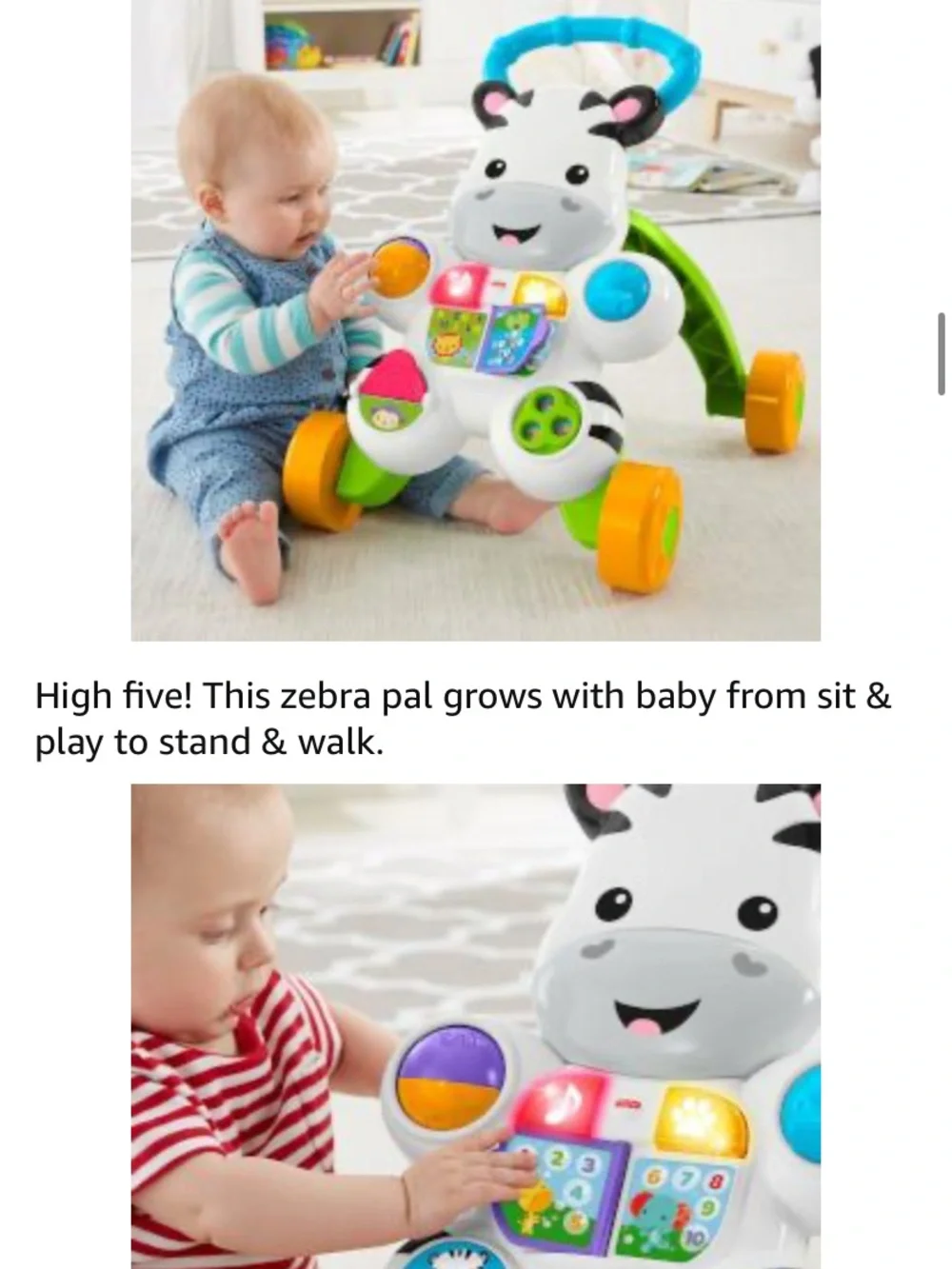 Fisher-Price Baby Push Toy Learn with Me Zebra Walker Musical Learning Activity
